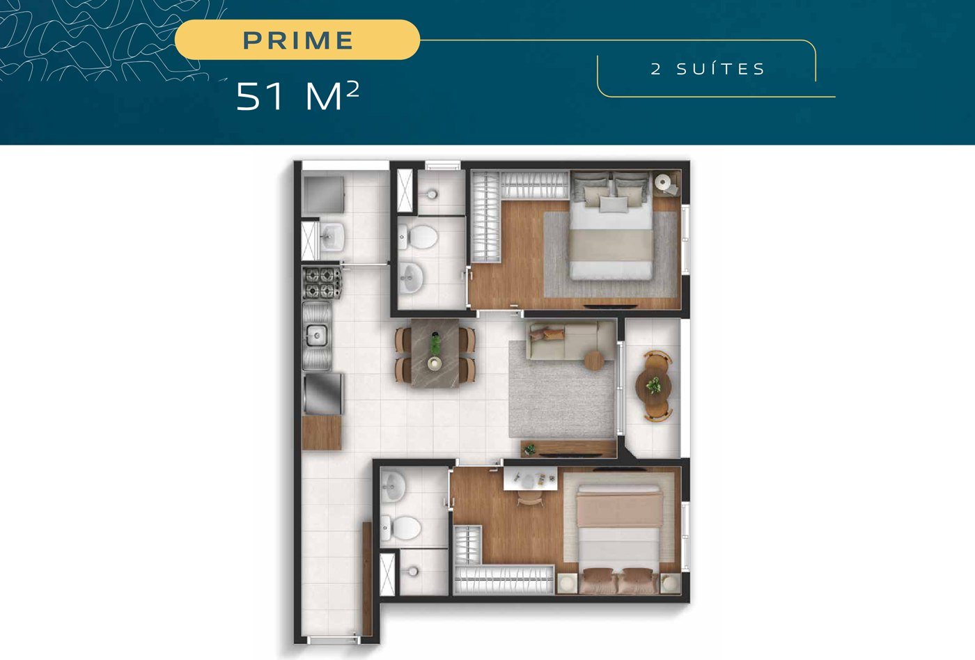 Planta PRIME — 51 m²