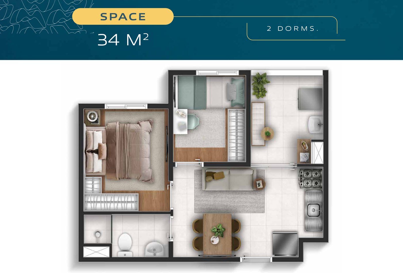 Planta SPACE — 34 m²